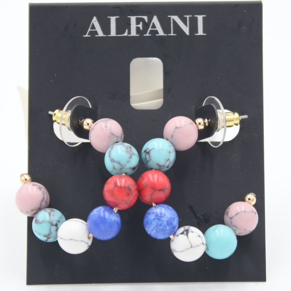 Women's Alfani Beaded Hoop Earrings C Hoops New - Picture 1 of 3